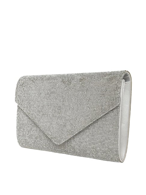 Buy Odette Sparkly Silver Embellished Clutch Bag Online