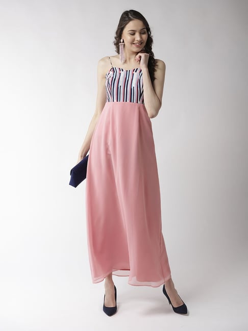 Buy HERE&NOW Women White & Grey Striped Maxi Dress - Dresses for Women  9120067 | Myntra