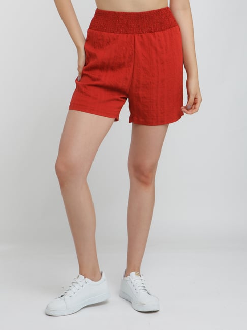 Zink London Red High Rise Shorts