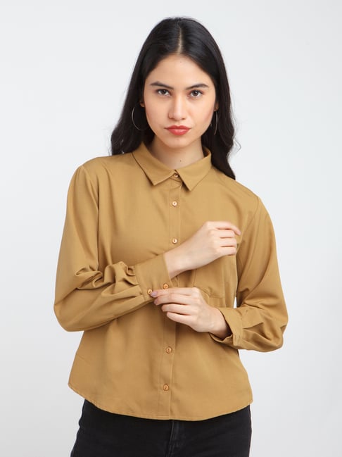 Zink London Brown Regular Fit Shirt Price in India