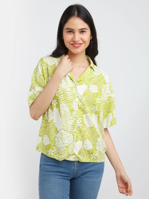 Zink London Green Printed Shirt Price in India