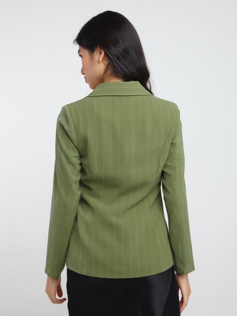 Buy Zink London Green Striped Blazer for Women Online Tata CLiQ