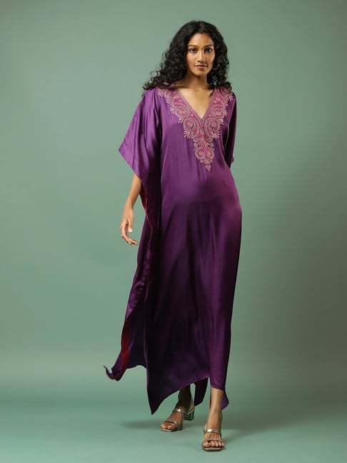 ritu kumar purple dress Purple Viscose Chiffon Digital Printed Maxi Summer Dress by Ritu Kumar at Pernia's Pop Up Shop 2026