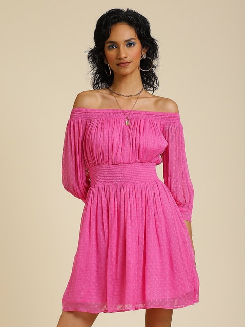 Label Ritu Kumar Pink Mini Blouson Dress Price in India