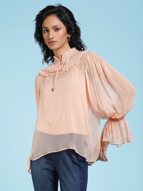 Label Ritu Kumar Peach Top With Camisole-picture-40
