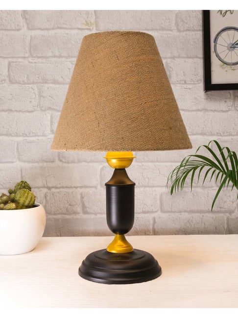 Buy Homesake Black Beige Table Lamp With Jute Cone Shade at Best - Main Image