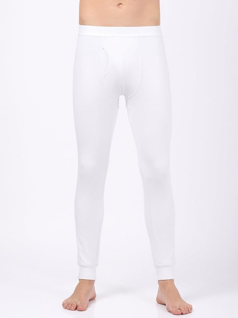 Jockey 2623 White Soft Touch Microfiber Elastane Fleece Thermal Bottoms  with Stay Warm Technology