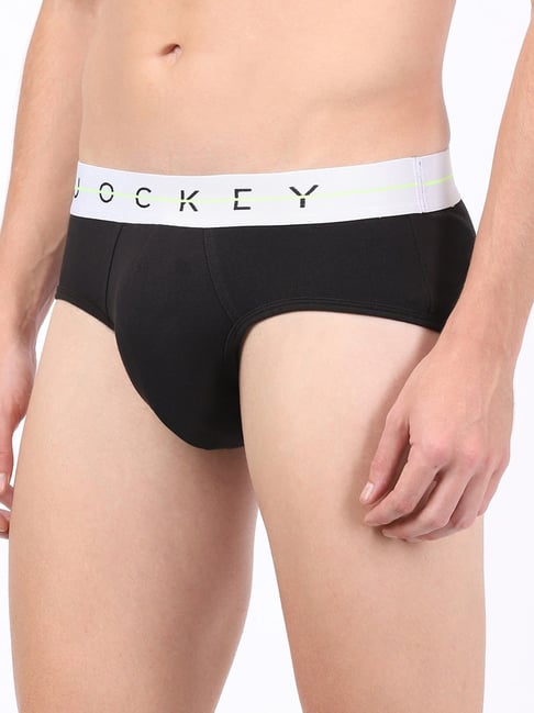 Jockey NY15 Black Super Combed Cotton Briefs with Ultrasoft Waistband