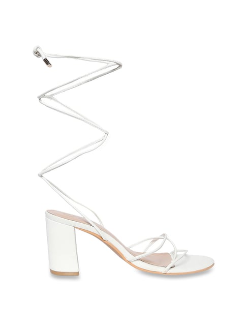 White Interwoven Platform Gladiator Sandals - CHARLES & KEITH DK