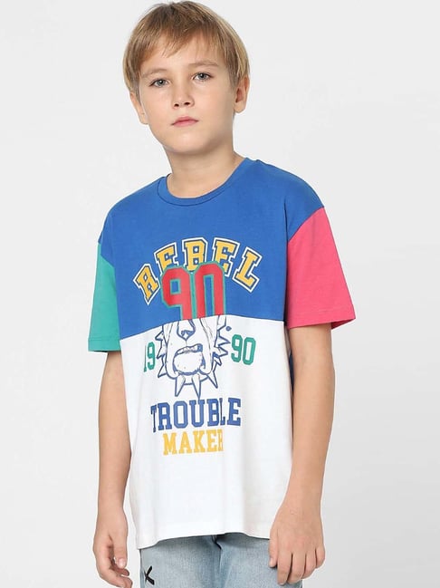 Jack & Jones Junior Boys Blue & White Cotton Printed T-Shirt-picture-15