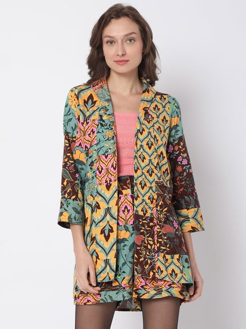 Vero Moda Green Printed Shrug