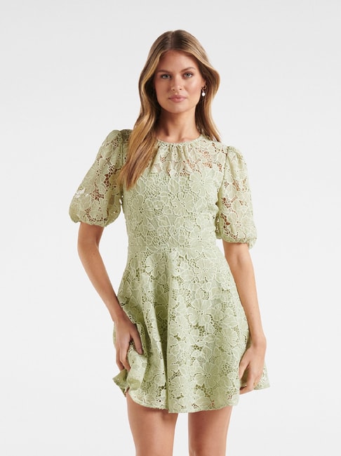 Forever New Green Lace Skater Dress Price in India
