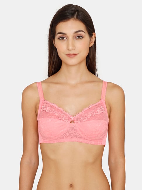 Buy Zivame Pink Lace Non-Padded Full Coverage Bra for Women's