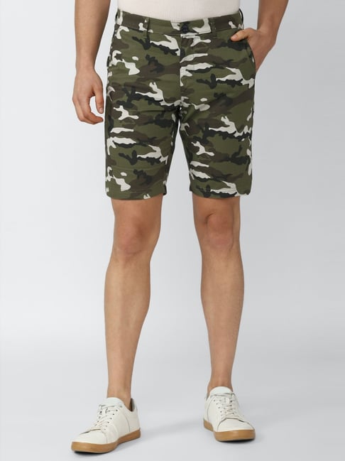 Van Heusen Sport Green Cotton Regular Fit Camouflage Shorts-picture-20