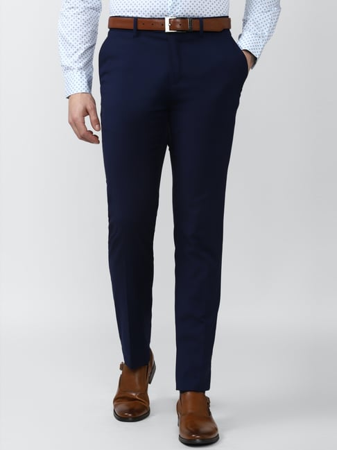 Peter England Elite Navy Slim Fit Trousers