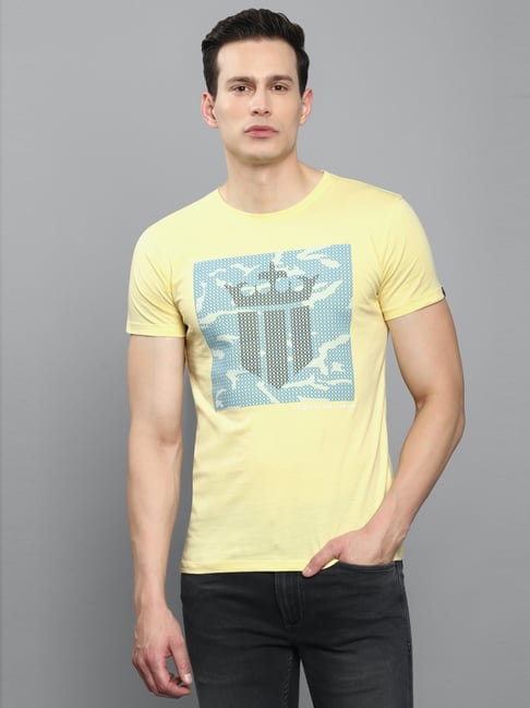 Buy Louis Philippe Jeans Yellow Cotton Slim Fit Printed Polo T-Shirt for  Mens Online @ Tata CLiQ