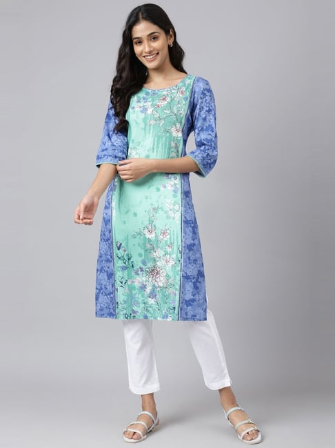 Aurelia Women Green Floral Print Rayon Kurta-picture-41