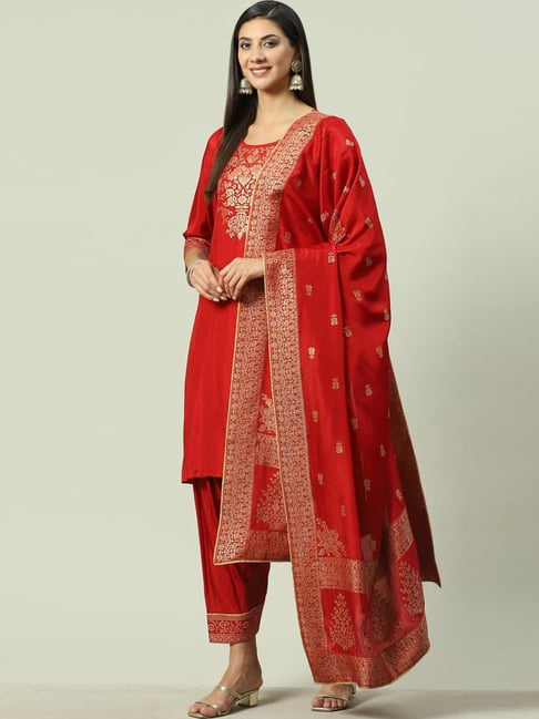 Biba red clearance anarkali suit