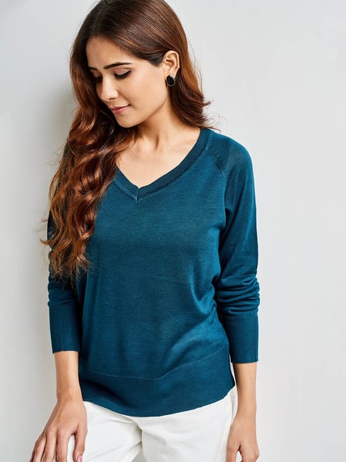 AND Teal Regular Fit Top Price in India