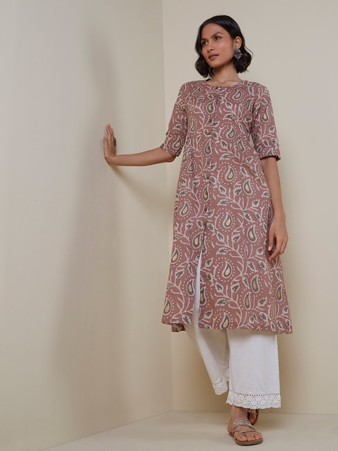 Utsa by Westside Brown Paisley Design Fit-and Flare Kurta Price in India