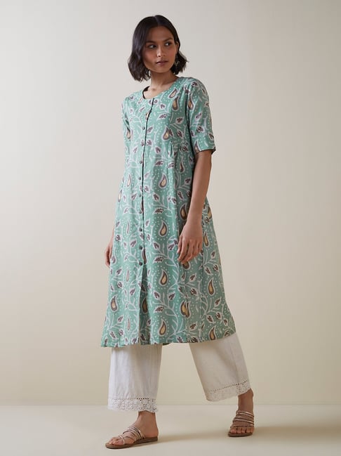 Utsa by Westside Sage Paisley Design Fit-and Flare Kurta Price in India