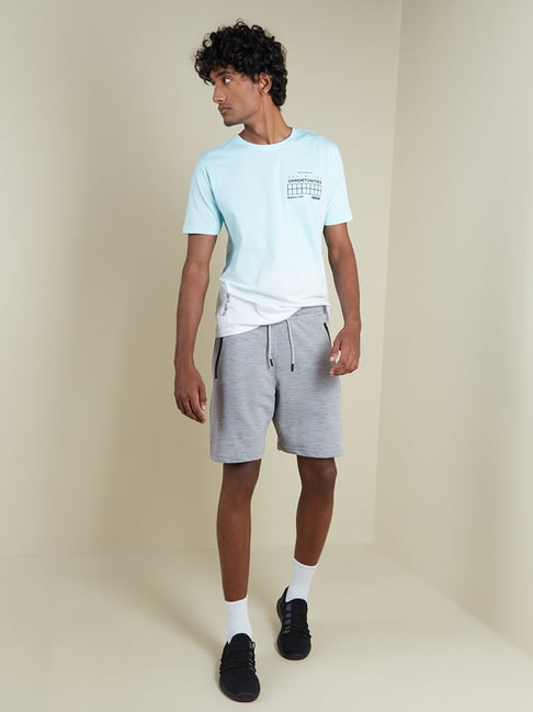 Studiofit by Westside Aqua Printed Ombre T-Shirt-Studiofit Men-Apparel-TATA CLIQ