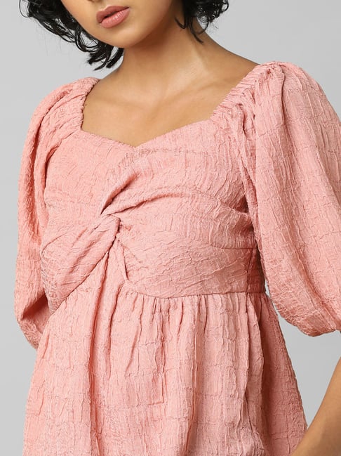 Buy Only Pink Sweet Heart Neck Peplum Top for Women's Online