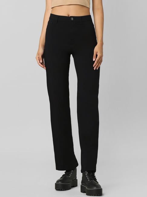 Only Black Regular Fit High Rise Pants