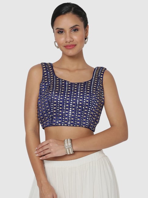 Buy Salwar Studio Navy Blue Embroidered Readymade Blouse for Women Online @  Tata CLiQ