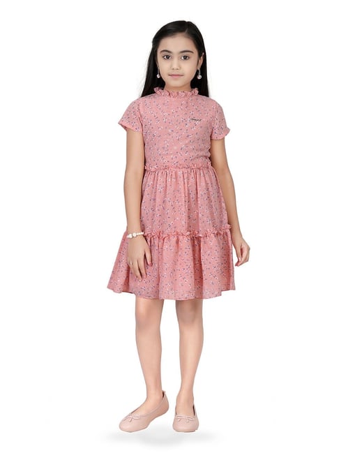 Tiny Girl Peach Floral Print Dress