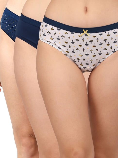 Soie Navy & White Printed Hipster Panty - Pack of 3 Price in India