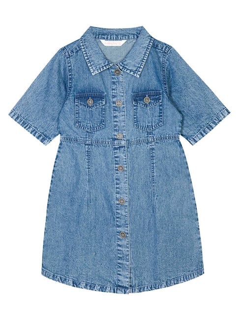 Collared denim dress - Denim blue - Kids | H&M IN