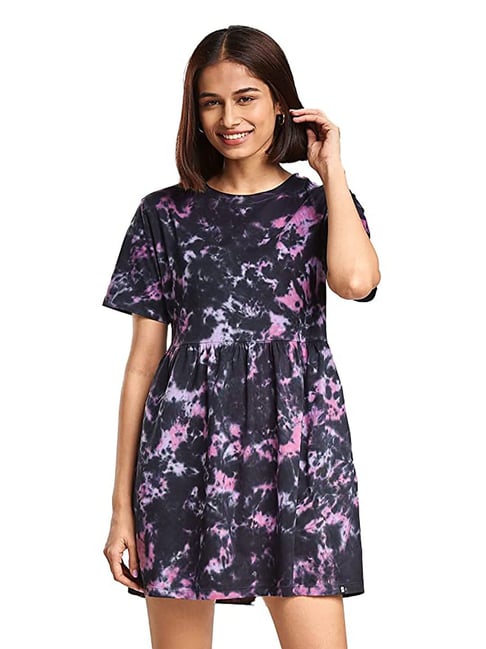 The Souled Store Dusty Pink Printed Fit & Flare Dress Price in India