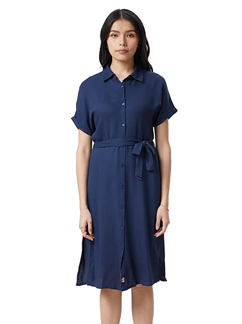The Souled Store Navy Regular Fit Shirt Dress Price in India