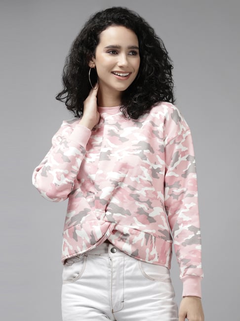 Cayman Pink Cotton Printed Sweatshirt