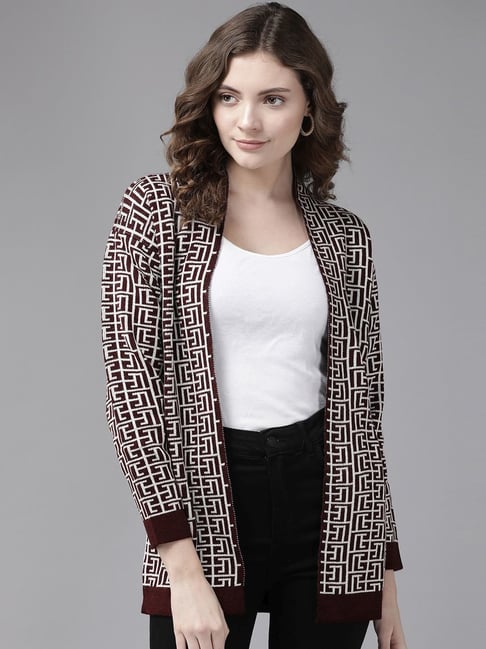 Cayman Maroon Printed Shrug