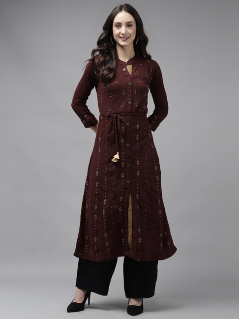 Designer winter woolen kurti with plazzo set(free size) - SAMMYCO - 4190707