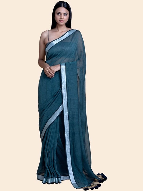 Suta Blue Cotton Saree Without Blouse Price in India