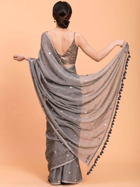 Buy Suta Grey Cotton Embellished Saree Without Blouse for Women Online @ Tata  CLiQ