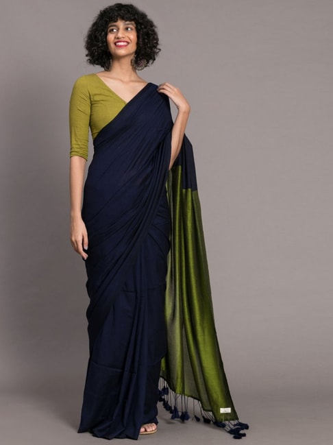 Buy Teal Ombre Plain Saree For Women Online