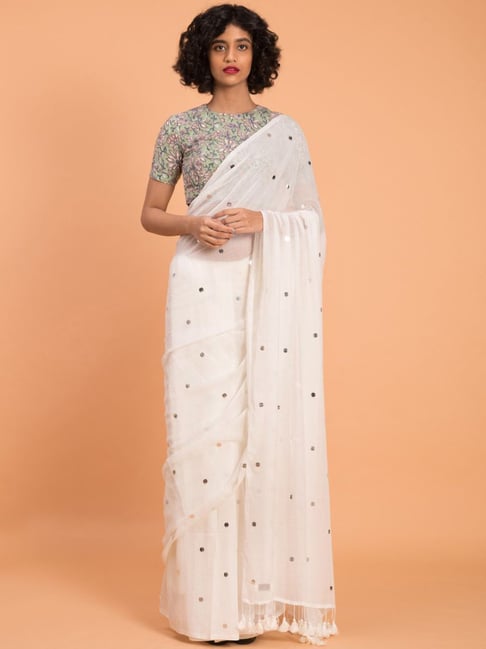 Buy White Sequins Georgette Choli & Mukaish Georgette Pre Stitched Saree by  Designer Payal Singhal Online at Ogaan.com