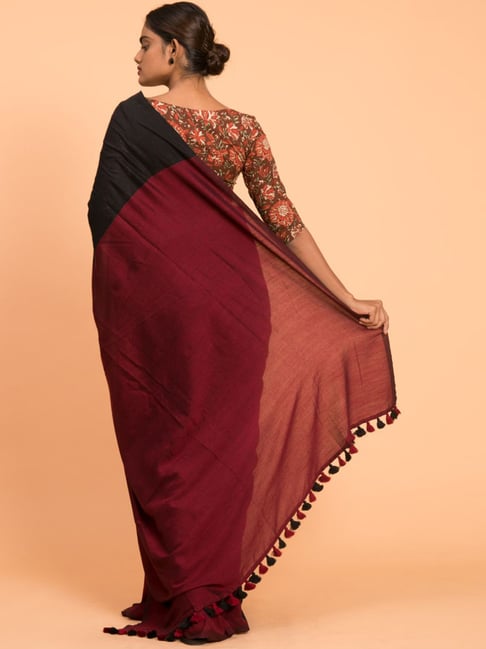 Buy FLORINEST FASHION Striped Bollywood Silk Blend Maroon Sarees Online @  Best Price In India | Flipkart.com