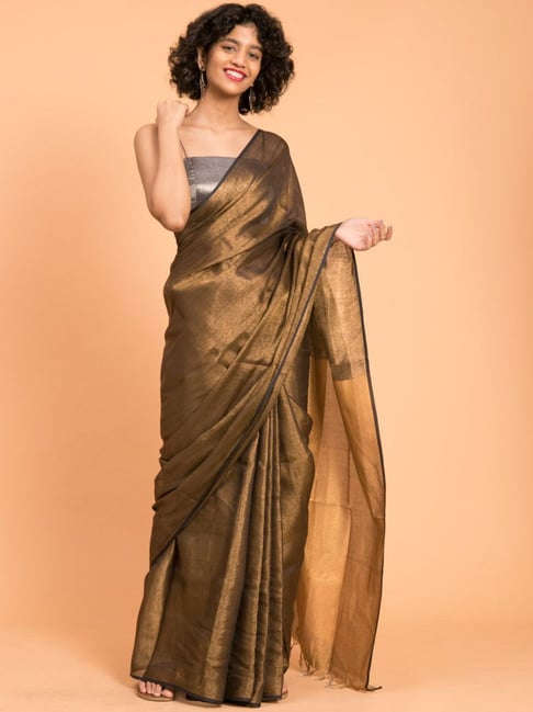 YNNY ENTERPRISE Party wear KASTURI PURE COTTON LINEN SAREE WITH COPPER AND  GOLD ZARI, 6.3 m (with blouse piece) at Rs 1299 in Surat