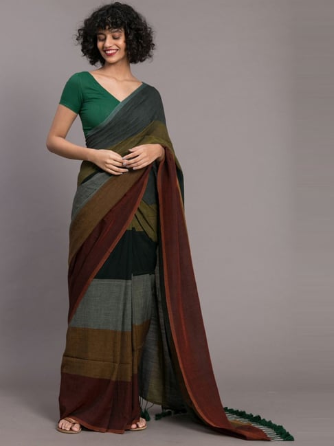 Suta Multicolor Plain Saree Without Blouse Price in India