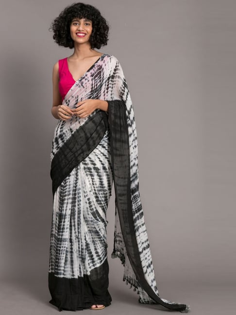 Buy online Women's Checks Black Colored Saree With Blouse from ethnic wear  for Women by Sharda Creation for ₹569 at 56% off | 2024 Limeroad.com