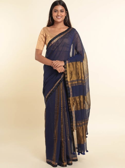 Suta Blue Woven Saree Without Blouse Price in India