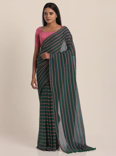 Suta Green Cotton Printed Saree Without Blouse Price in India