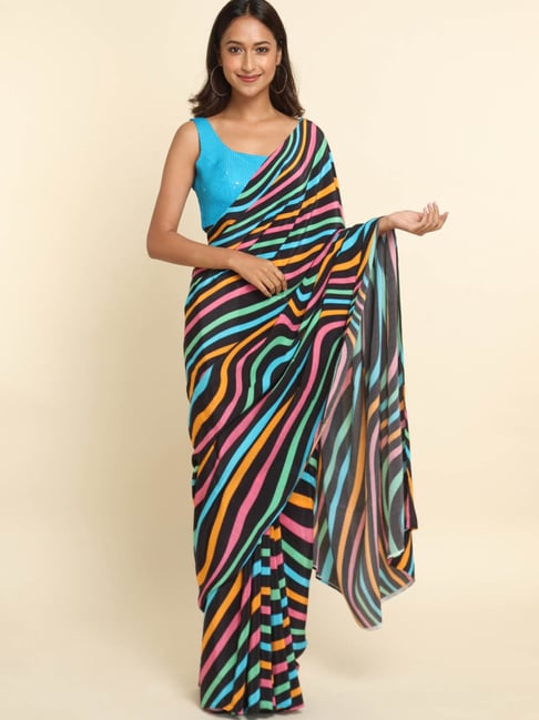 Suta Multicolor Printed Saree Without Blouse Price in India