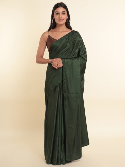 Suta Green Plain Saree Without Blouse Price in India
