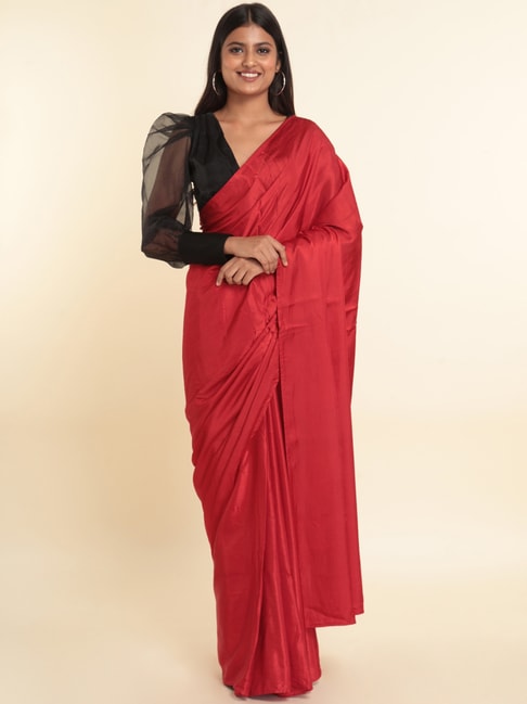 Buy Suta Red Plain Saree Without Blouse for Women Online @ Tata CLiQ